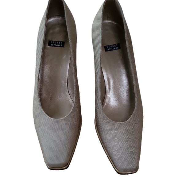 Stuart Weitzman Shoes - Stuart Weitzman Women's Taupe with Gold Heels Size 9B EUC